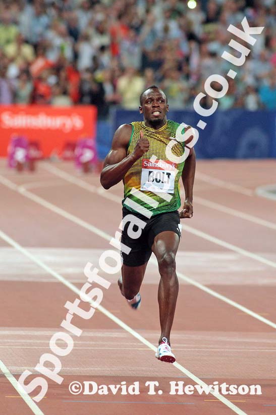 Usain Bolt, 100 metres,  2013 IAAF Diamond League, Sainsbury's Anniversary Games, Queen Elizabeth Olympic Park, London.